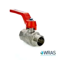 Standard Pattern Brass Ball Valve Male x Female - Red Aluminium Lever