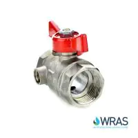 Economy Brass Ball Valve With Drain Plug Red Butterfly Handle - 0