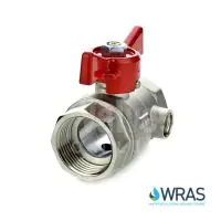 Economy Brass Ball Valve With Drain Plug Red Butterfly Handle - 1