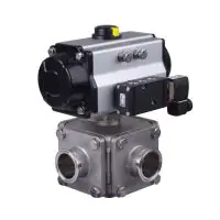 Pneumatic Actuated Series 36SN 3 Way Hygienic Ball Valve - 1