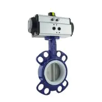 Pneumatic Actuated Wafer Pattern Butterfly Valve - PTFE Lined - 1