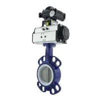 Pneumatic Actuated Wafer Pattern Butterfly Valve - PTFE Lined - 3