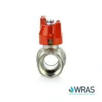 WRAS Approved Brass Ball Valve - Red Butterfly Handle - 2