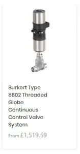 Burkert Type 8802 Threaded Globe Continuous Control Valve System