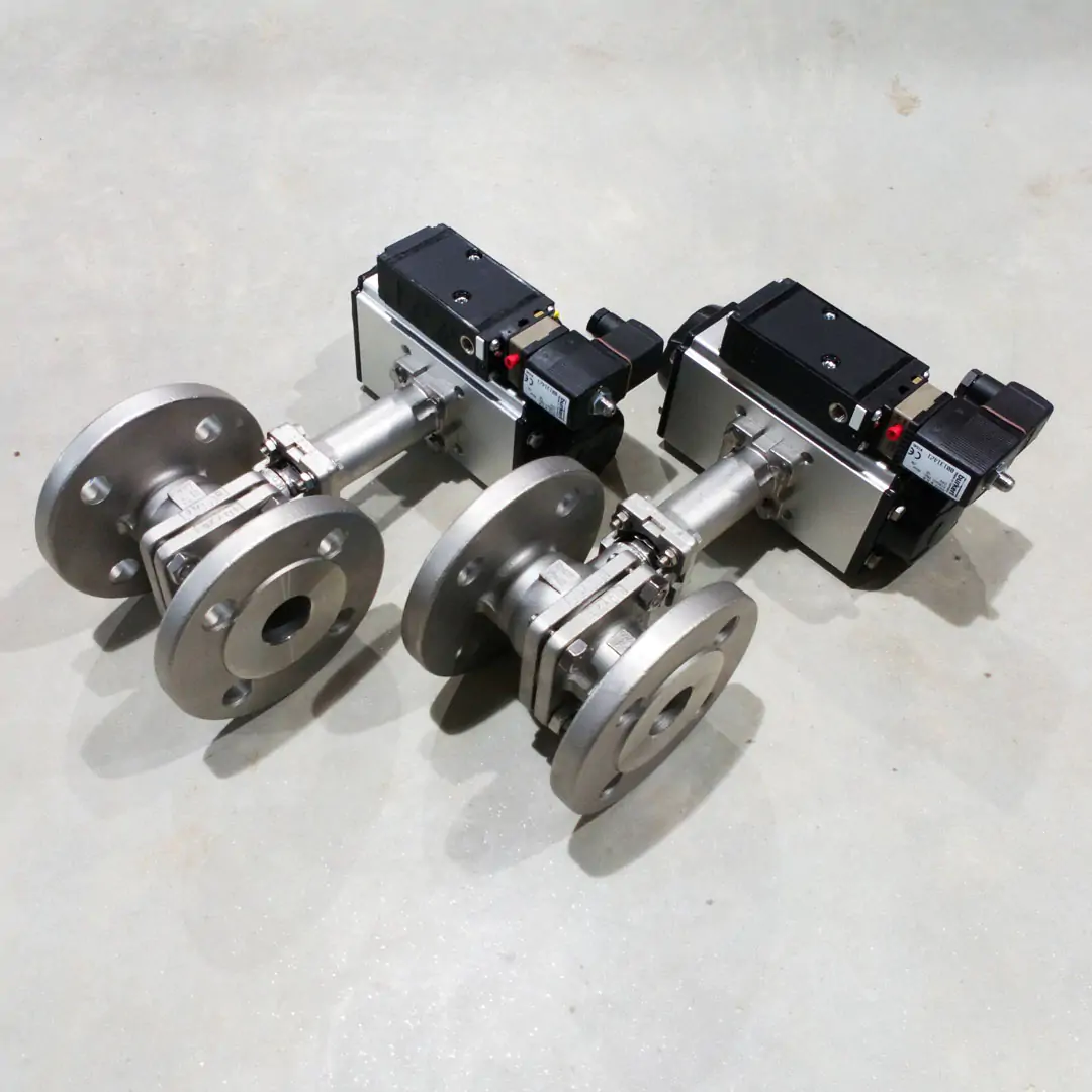 Stainless Steel Ball Valves with Extension Piece, Spring Close Actuator & Pilot Solenoid