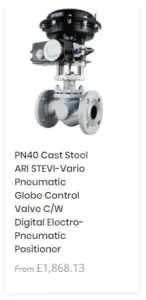 PN40 Cast Steel ARI STEVI-Vario Pneumatic Globe Control Valve C/W Digital Electro-Pneumatic Positioner